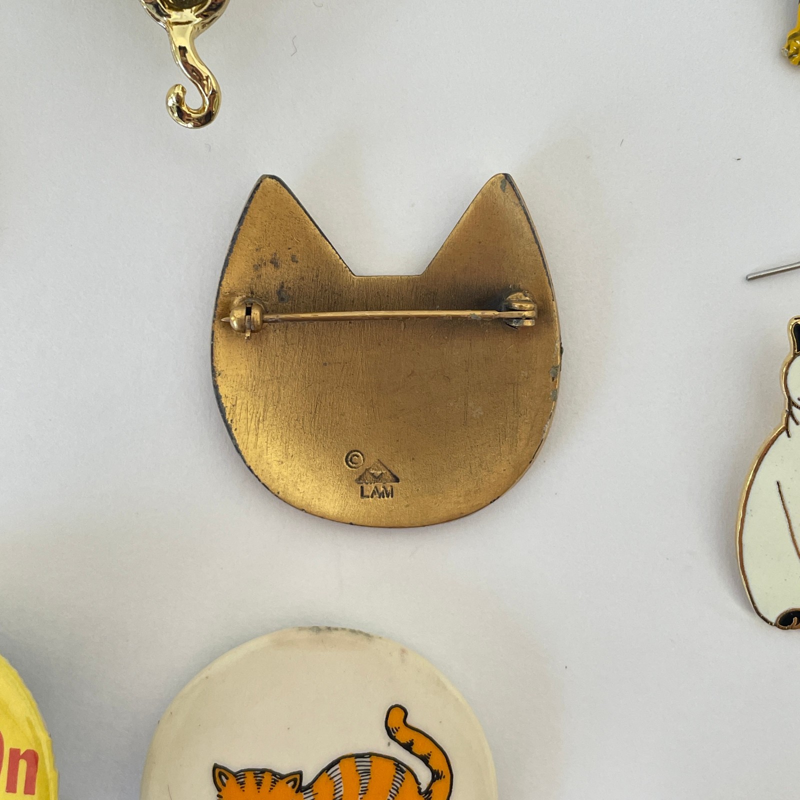 Vtg WHIMSICAL CAT Brooch Lot 50s 70s 80s Jewelry Artisan Burch Pinback Earrings