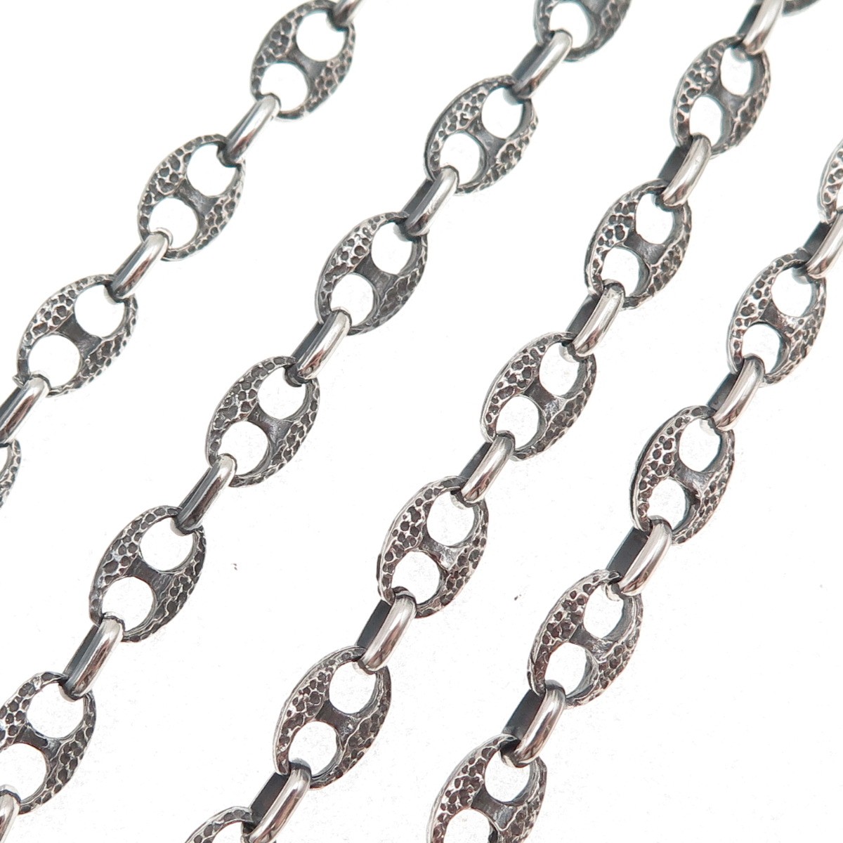 925 Sterling Silver Vintage Italy Oxidized Anchor Mariner Chain Necklace 32″