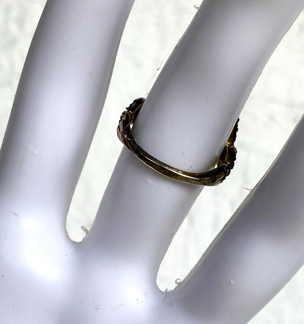 Clear Brown Stone w/Tiny Peach Stones Gold Plated Sterling Silver Ring TH , Sz 7