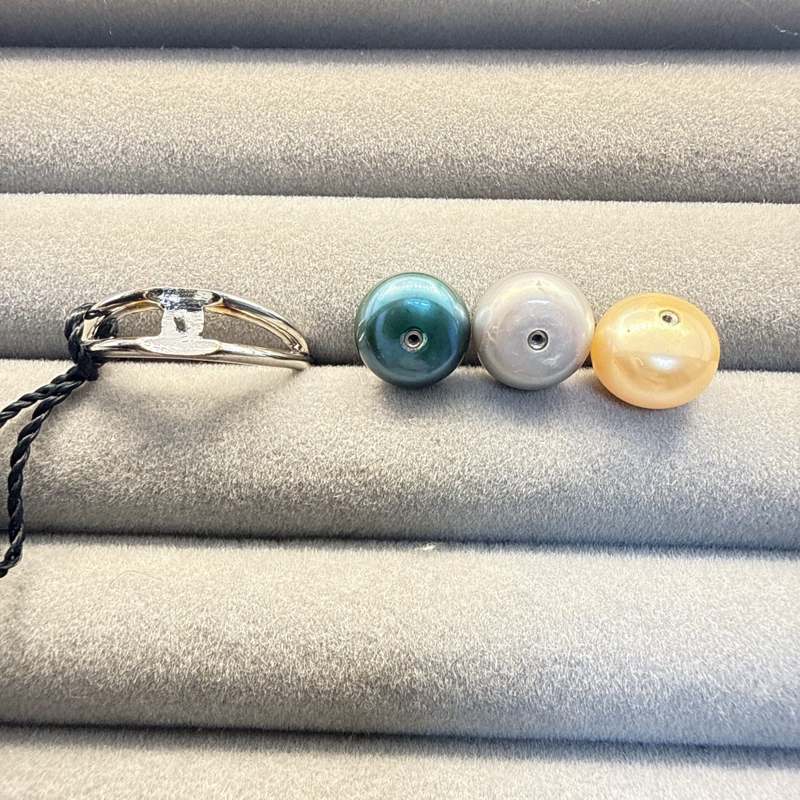 Honora Pearl Ring Sterling Silver 925 Interchangeable sz 8 Solitaire Blue Gray