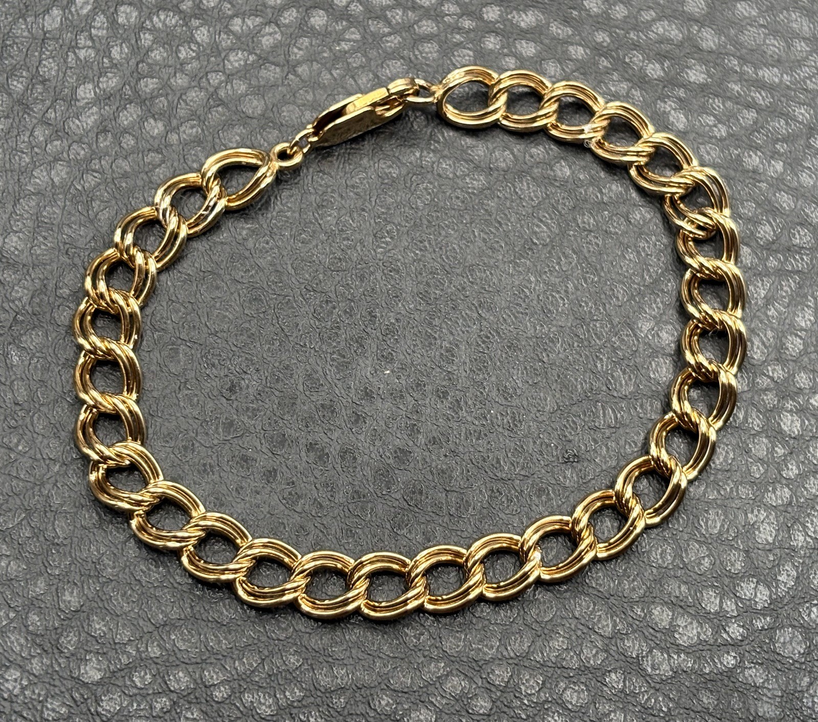 VTG Yellow Gold Fill 6.5MM Double Link Starter Charm Bracelet 7.75”