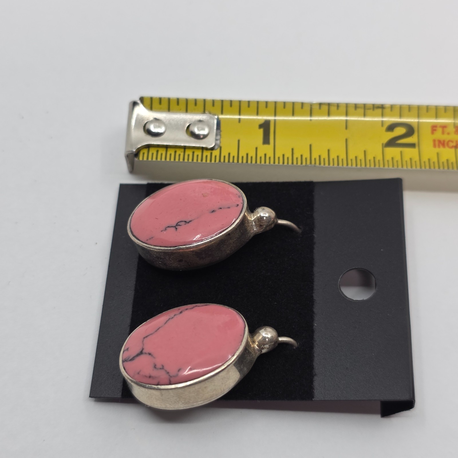 Vintage ATI Mexico 925 Sterling Silver Pink Stone Earrings