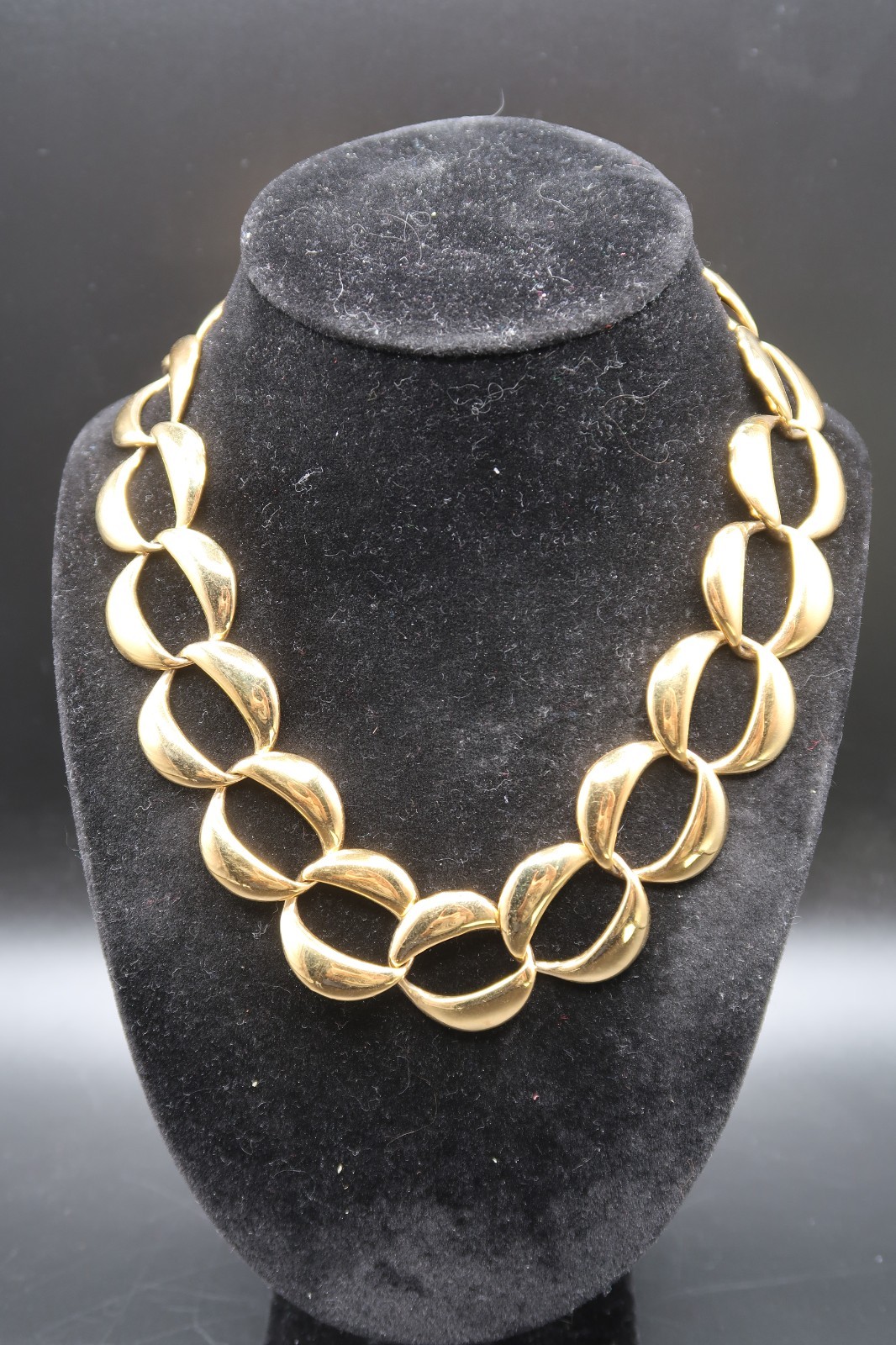 Vintage Napier Chunky Gold Tone Wide Articulated Link Necklace Jewelry