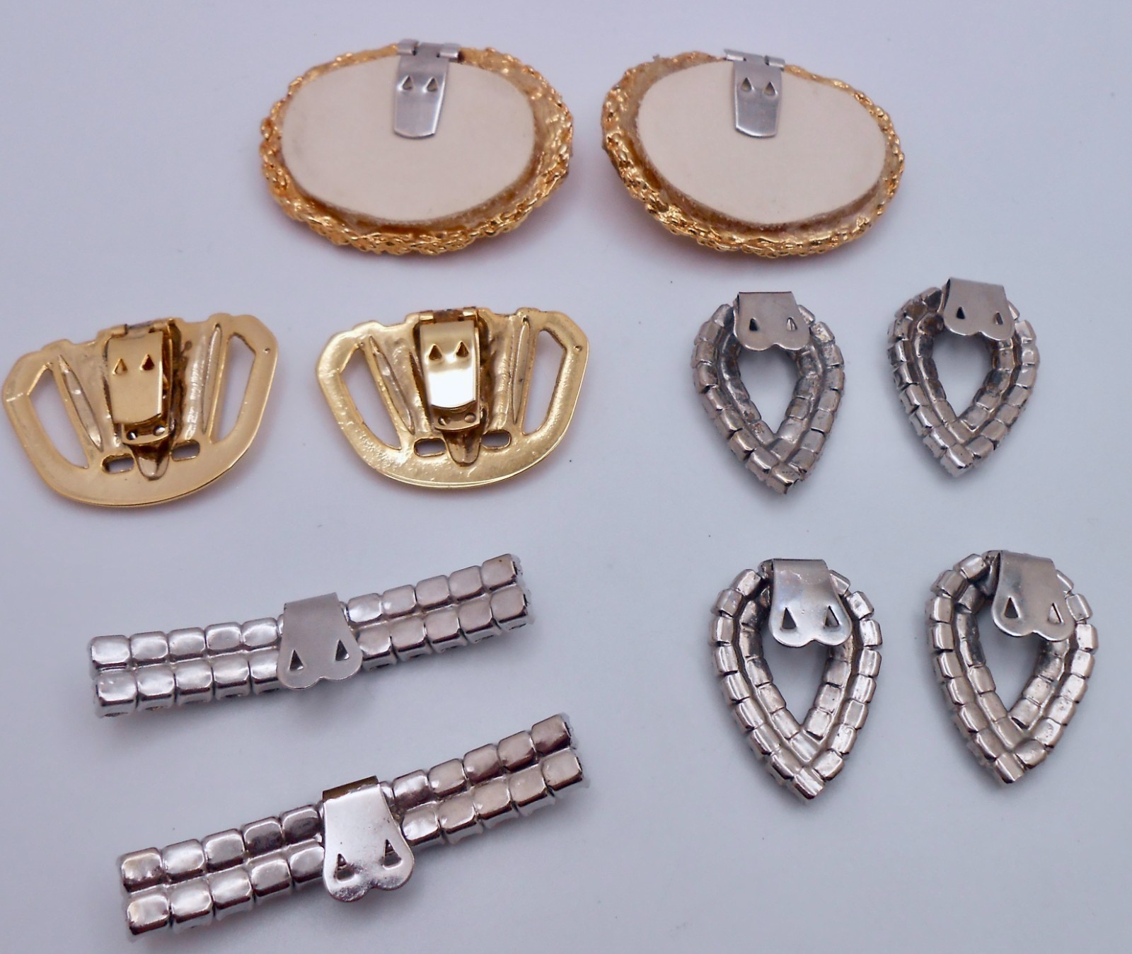 Vintage Shoe Clips Lot of Five 2 FRANCE Leather Enamel & 3 Clear Rhinestone L126