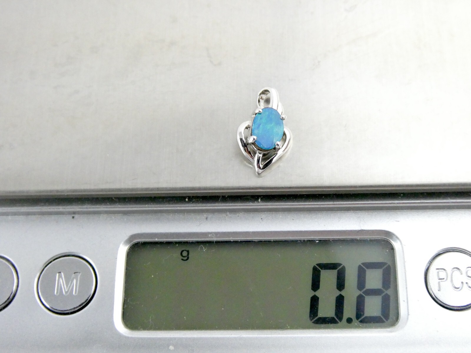 Sterling Silver Australian Blue Opal Doublet Pendant 925 .5 Inch Long .8g AS IS