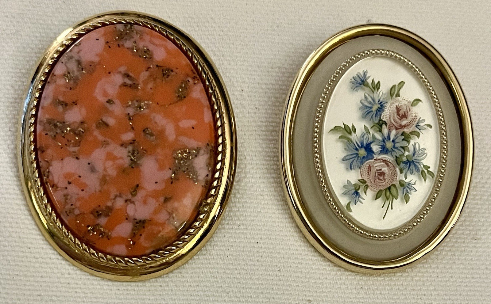 Lot of 2 Vintage Estate Cameo Brooches One Convertible Signed Sarah Coventry