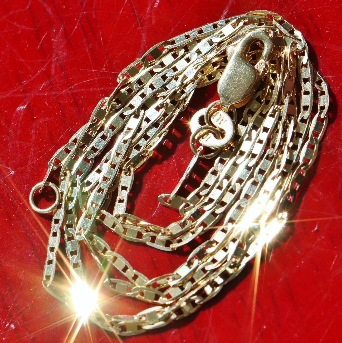 10k yellow gold necklace 18.0″ diamond cut mariner link chain vintage 1.6gr