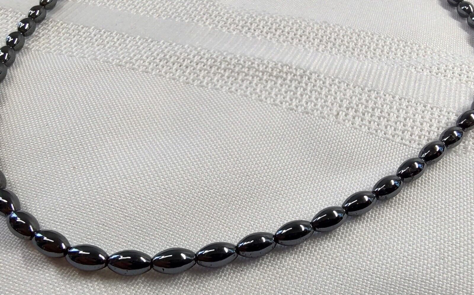 Smooth Bead Choker Necklace Hematite Graphite Color Grunge Boho Goth Screw Close
