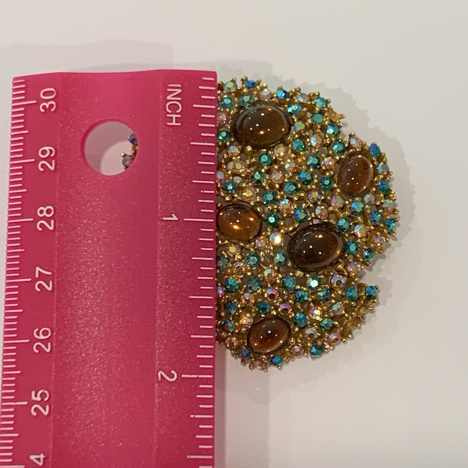 Vintage Mode-Art Signed “ART” Rhinestone Brooch & Earrings Set Aurora Borealis