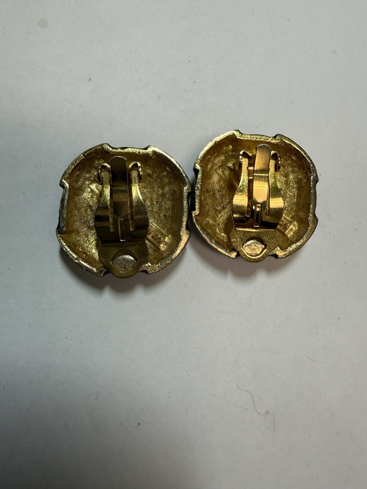 Vintage Punk Gay Boyer Maltese Cross Gold Tone Black Enamel Clip-On Earrings