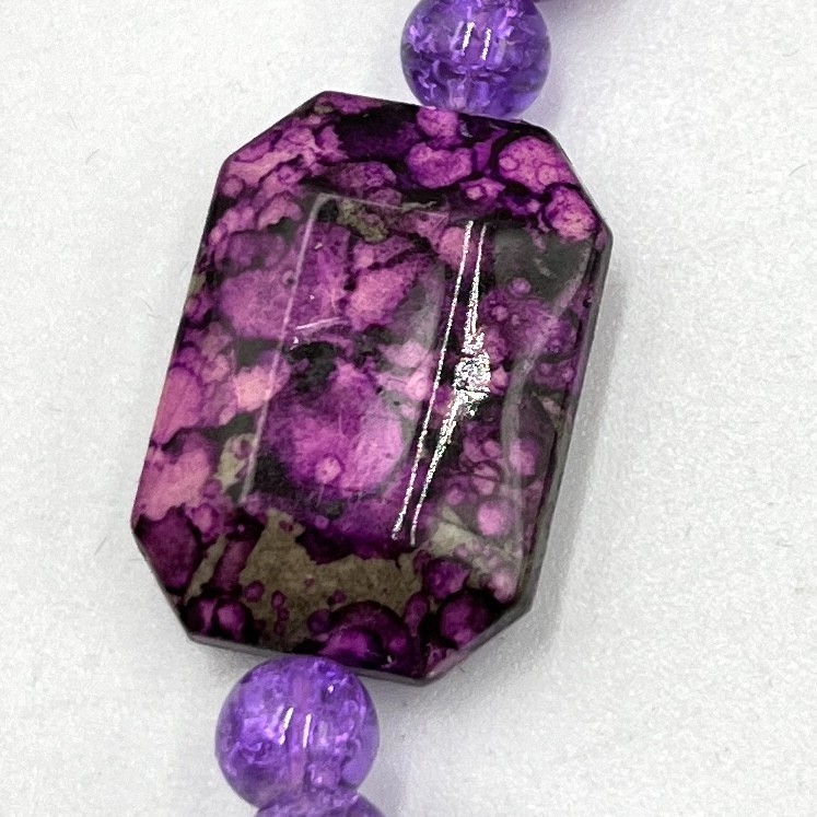 Vintage Retro Purple Multi-Stone Beaded Necklace Mixed Media Art Deco Style