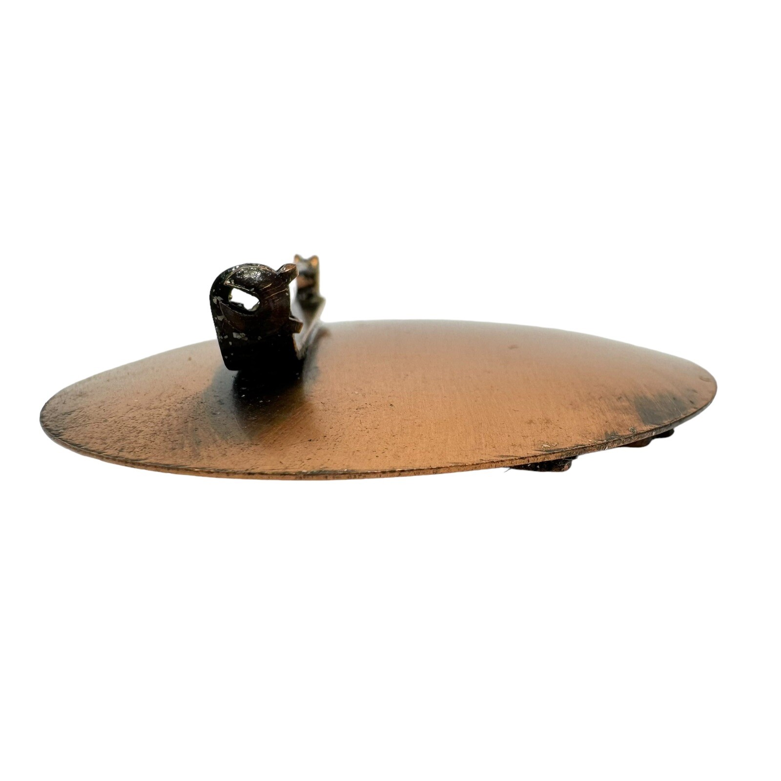 Vintage Copper Horse Equestrian Round Brooch