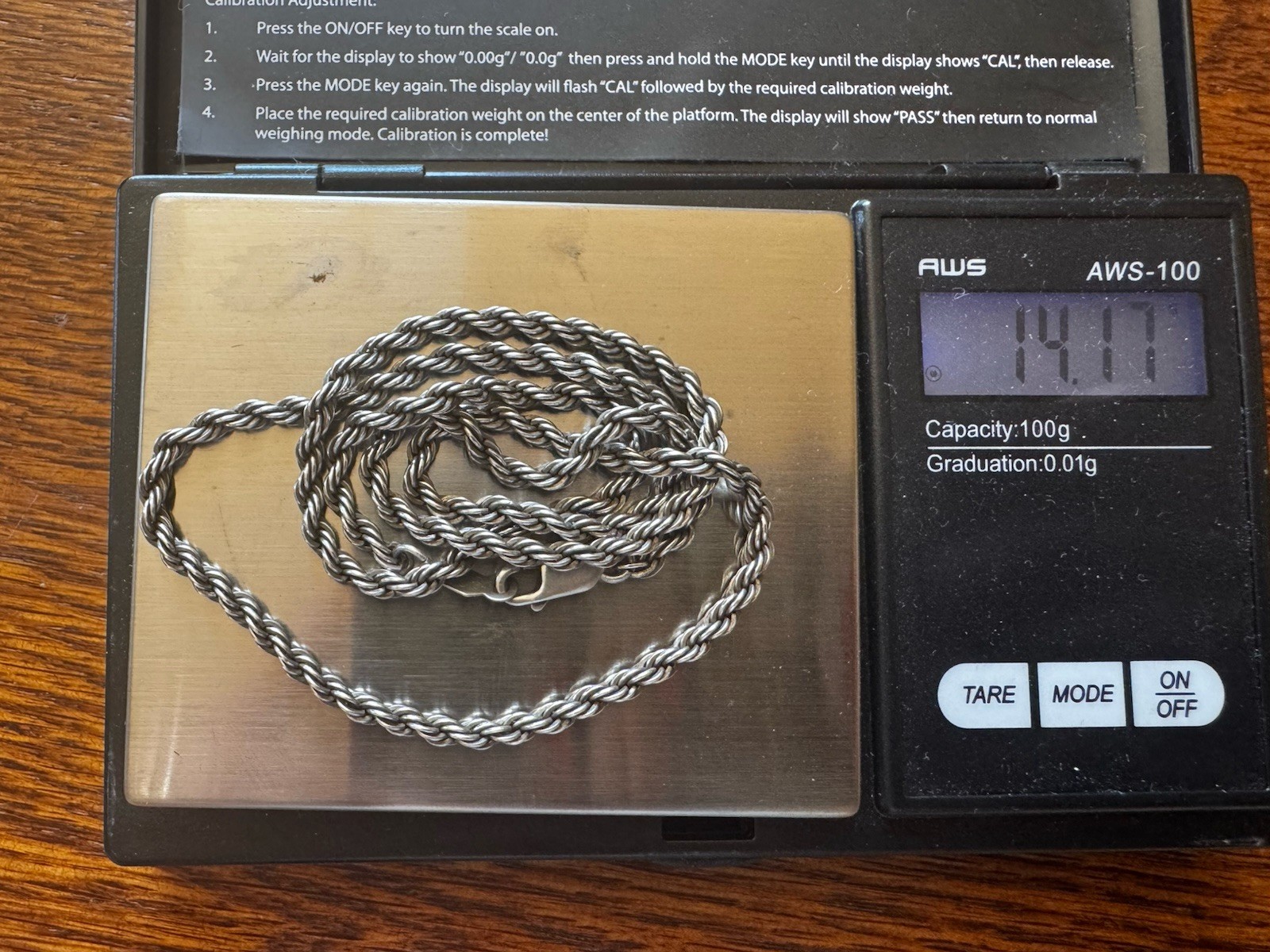 925 Sterling Silver Oxidized Twisted Rope Chain Necklace 20” 14.17g