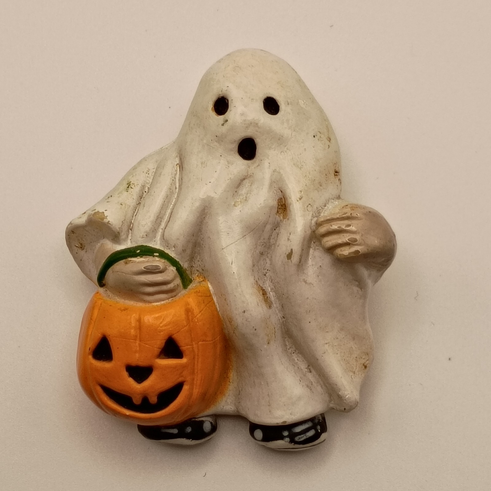 Vintage Ghost Trick or Treating Brooch Jack O Lantern Fun World