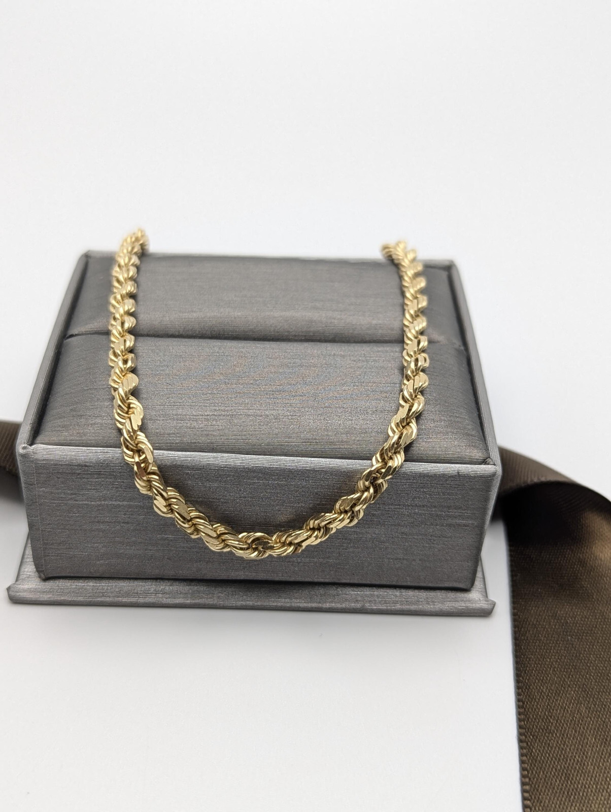 Heavy 14k Solid Gold 21gr 3.8mm Flat Specialty Rope Chain 18″ Necklace