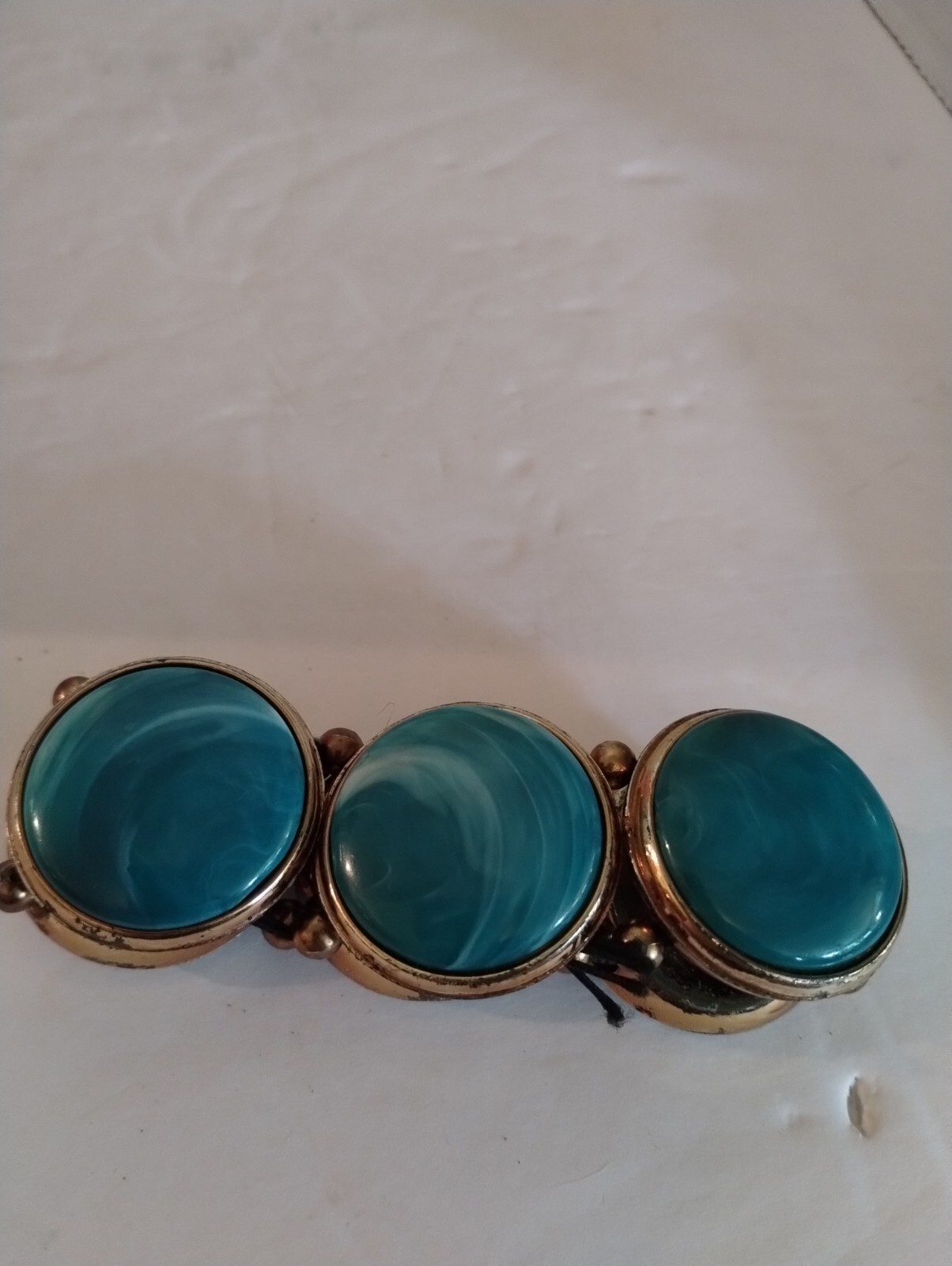 Vintage Intake 7.5 In. Mint Costume Jewelry Gold& FauxTurquoisBracelet
