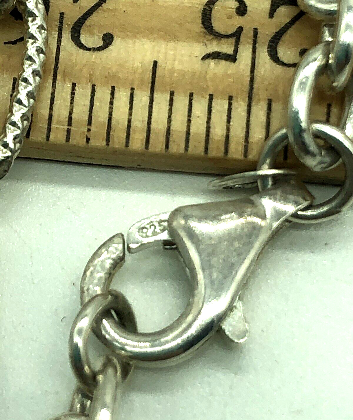 Stamped Link Chain Necklace Designer Fancy Sterling Silver 23″ Vintage