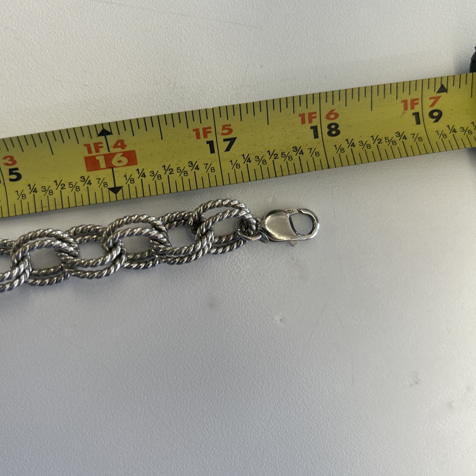 925 Sterling Silver Vintage Twisted Double Rolo Link Chain Necklace Choker