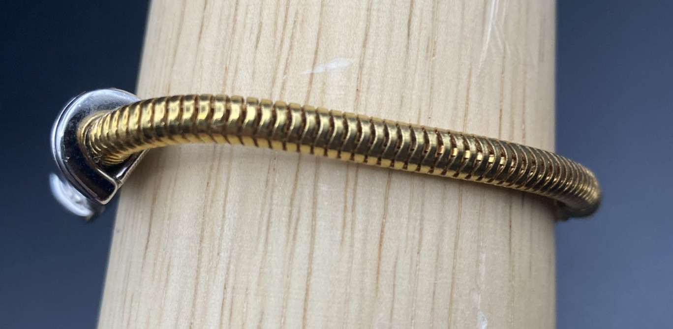 Monet Vtg Snake Chain Bracelet Gold Silver Tone Bar Accent 7.25″ Sister LOOK
