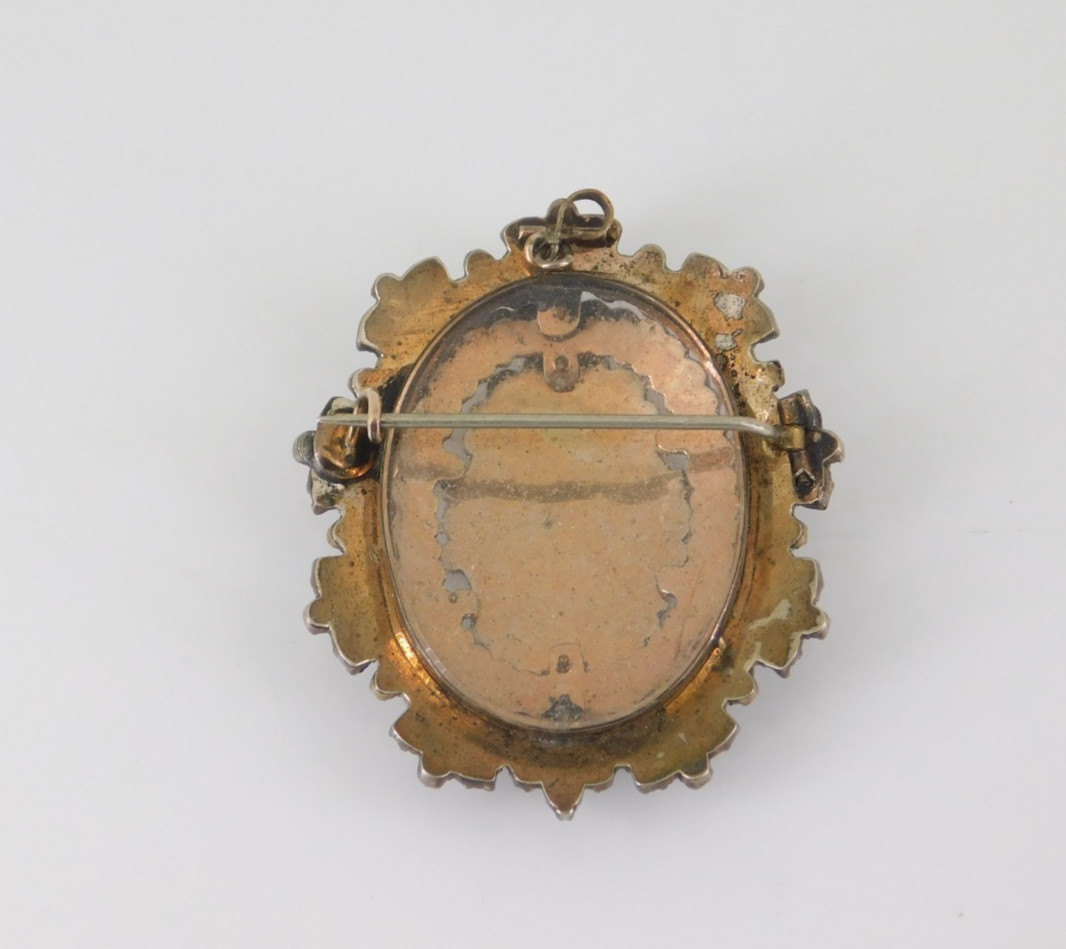 Vintage / Antique Victorian Czech Bohemian Garnet Brooch Pendant With Glass Back