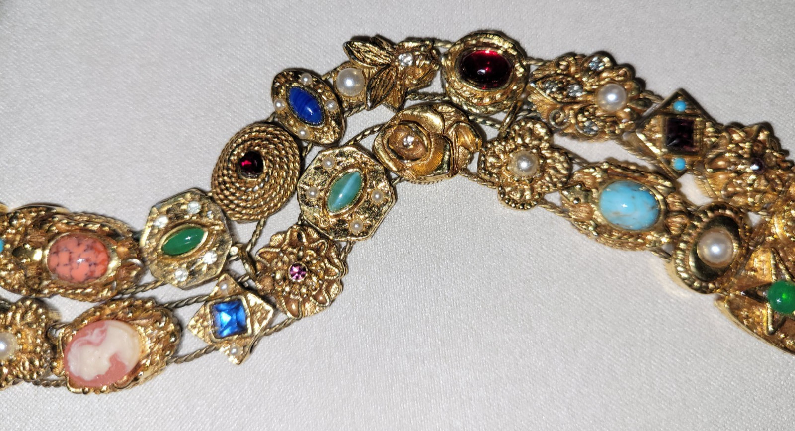 Vintage Goldette Double Row Slide Bracelet Charms