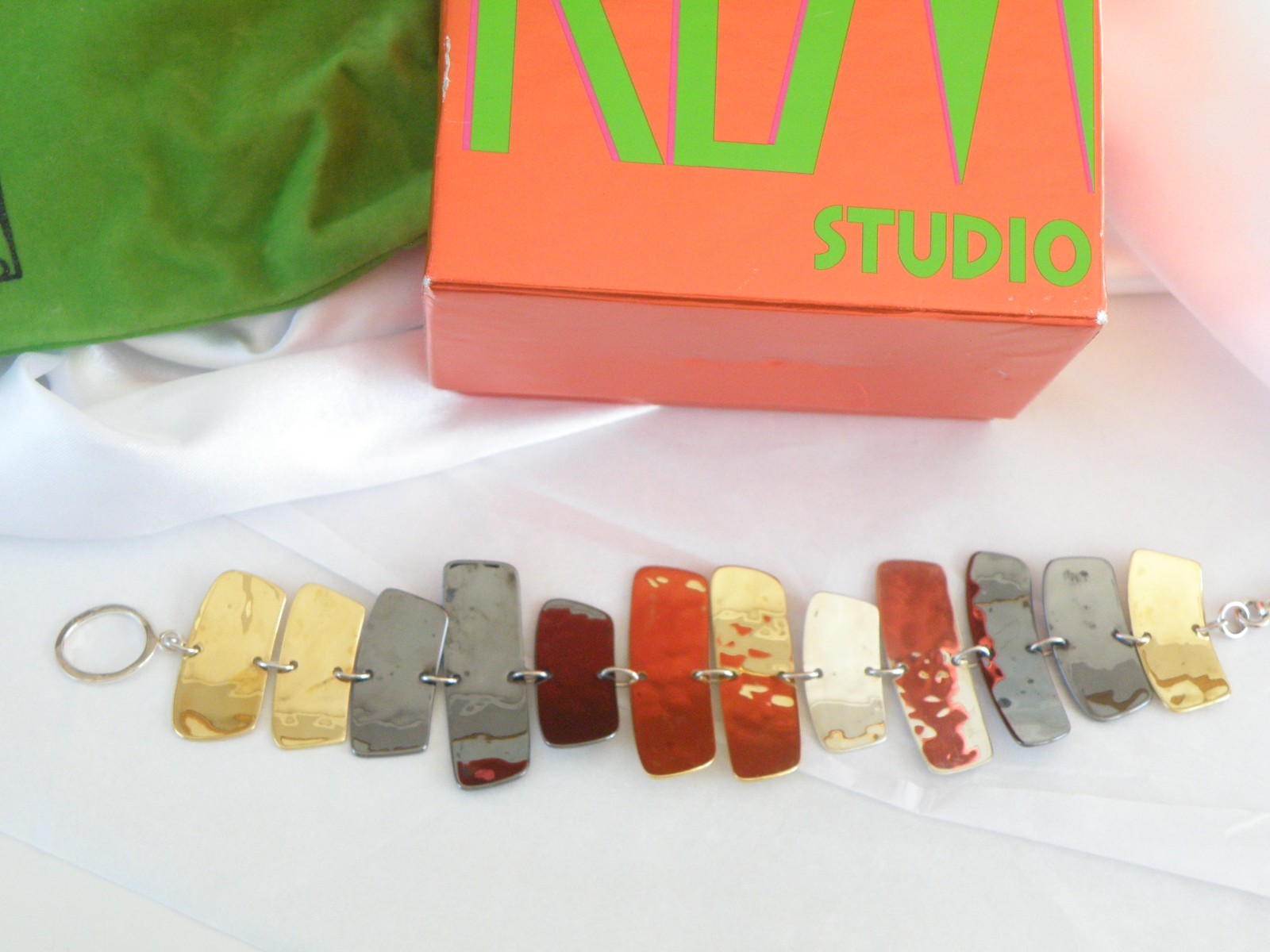 RLM Studio 925 Sterling Silver 925 Mixed Metal Modernist Statement Bracelet 8″