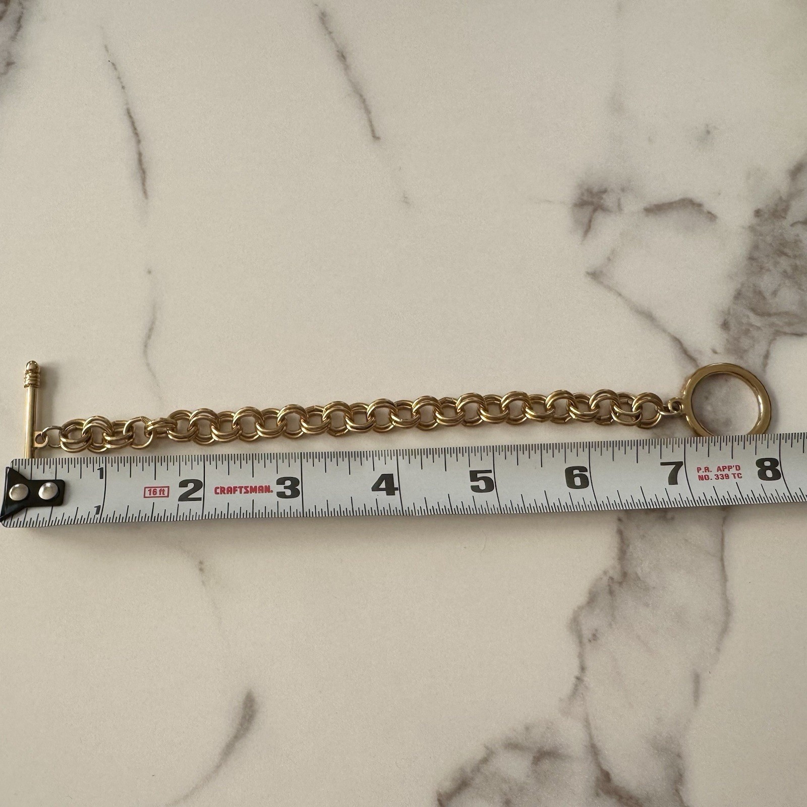 Vintage Gold Tone Double Link Chain Toggle Bracelet – Chunky Statement Style