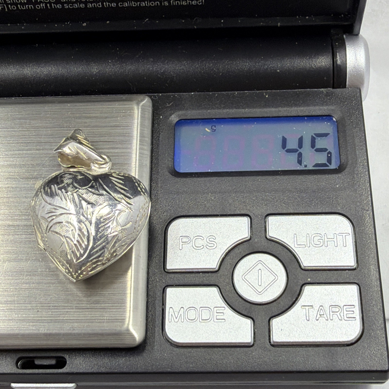 Vintage 925 Large Puff Ornate Etched Hollow Heart Locket Pendant Sterling Silver