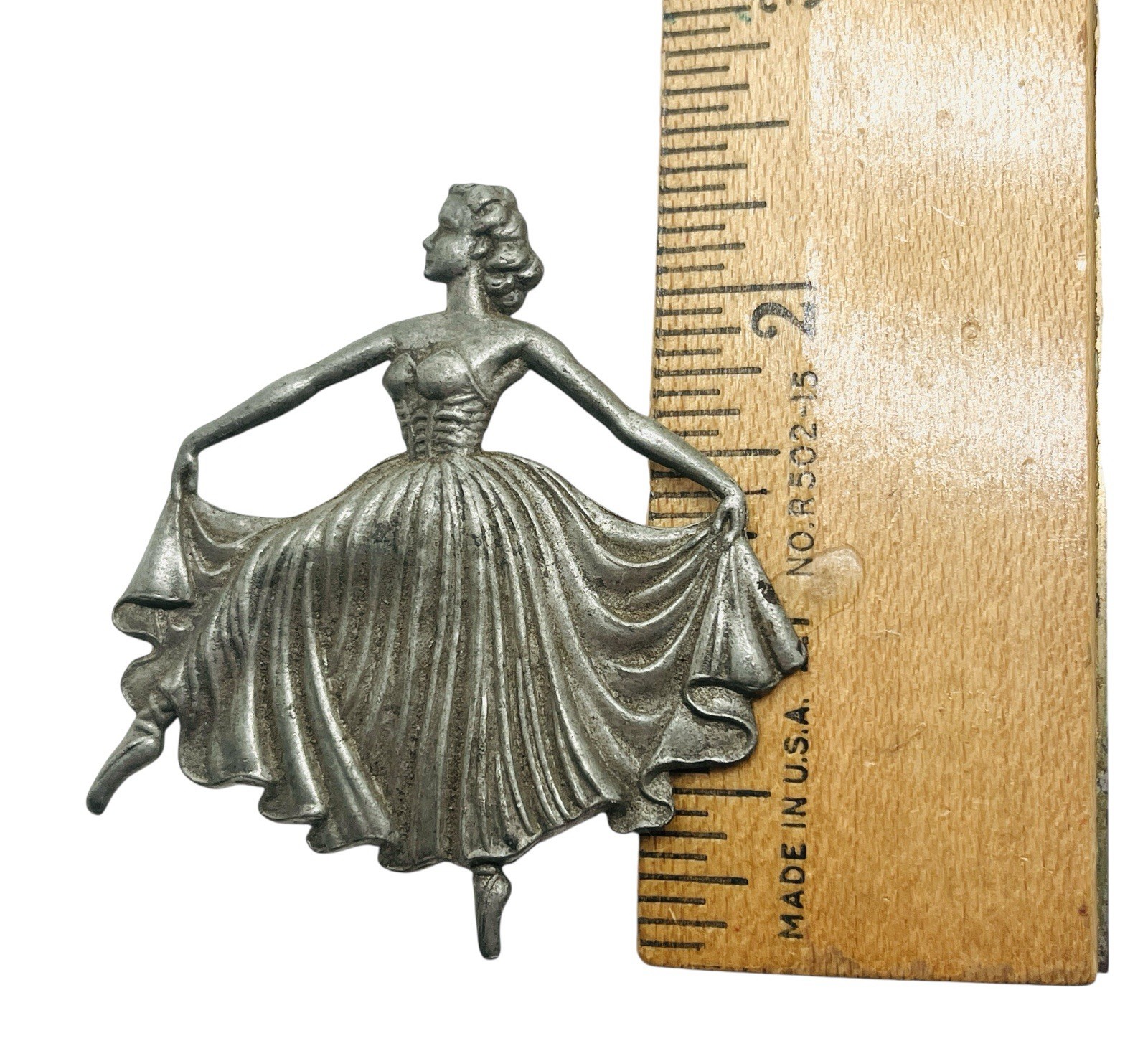 Vintage Pot Metal Figural Ballerina Signed Numbered Figural Brooch C Clasp