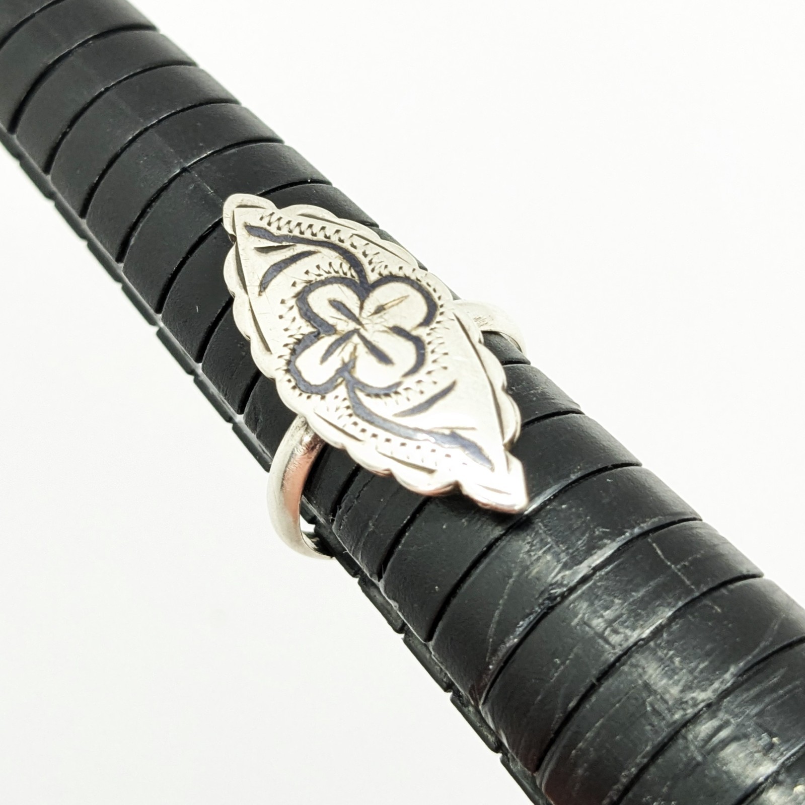 Vintage RING Silver⭐️925 stamp Star USSR with Blackening -size: 7US (17.5mm) #20