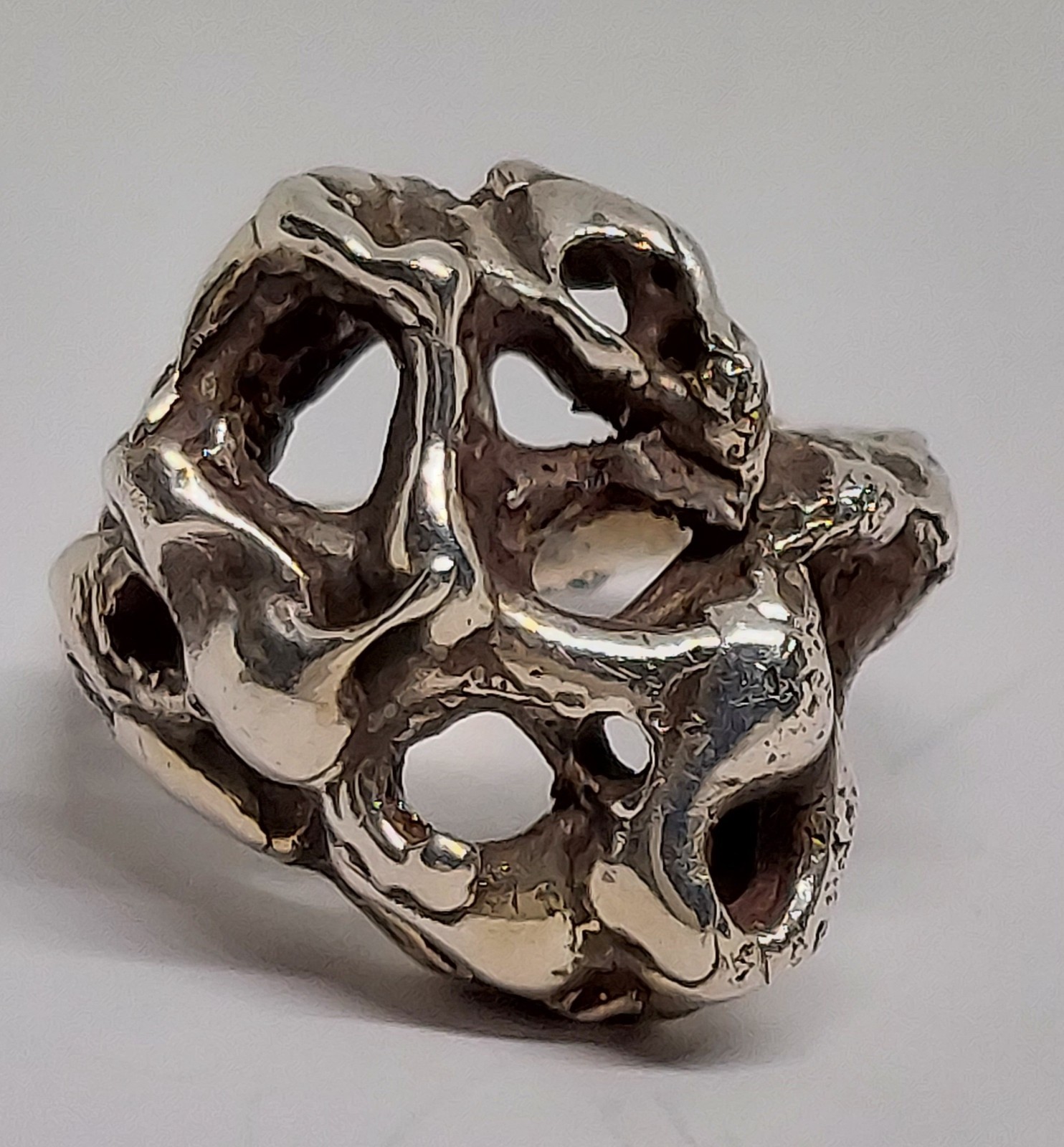 Vintage Brutalist Modernist RING Sterling Silver Handmade size 7.5