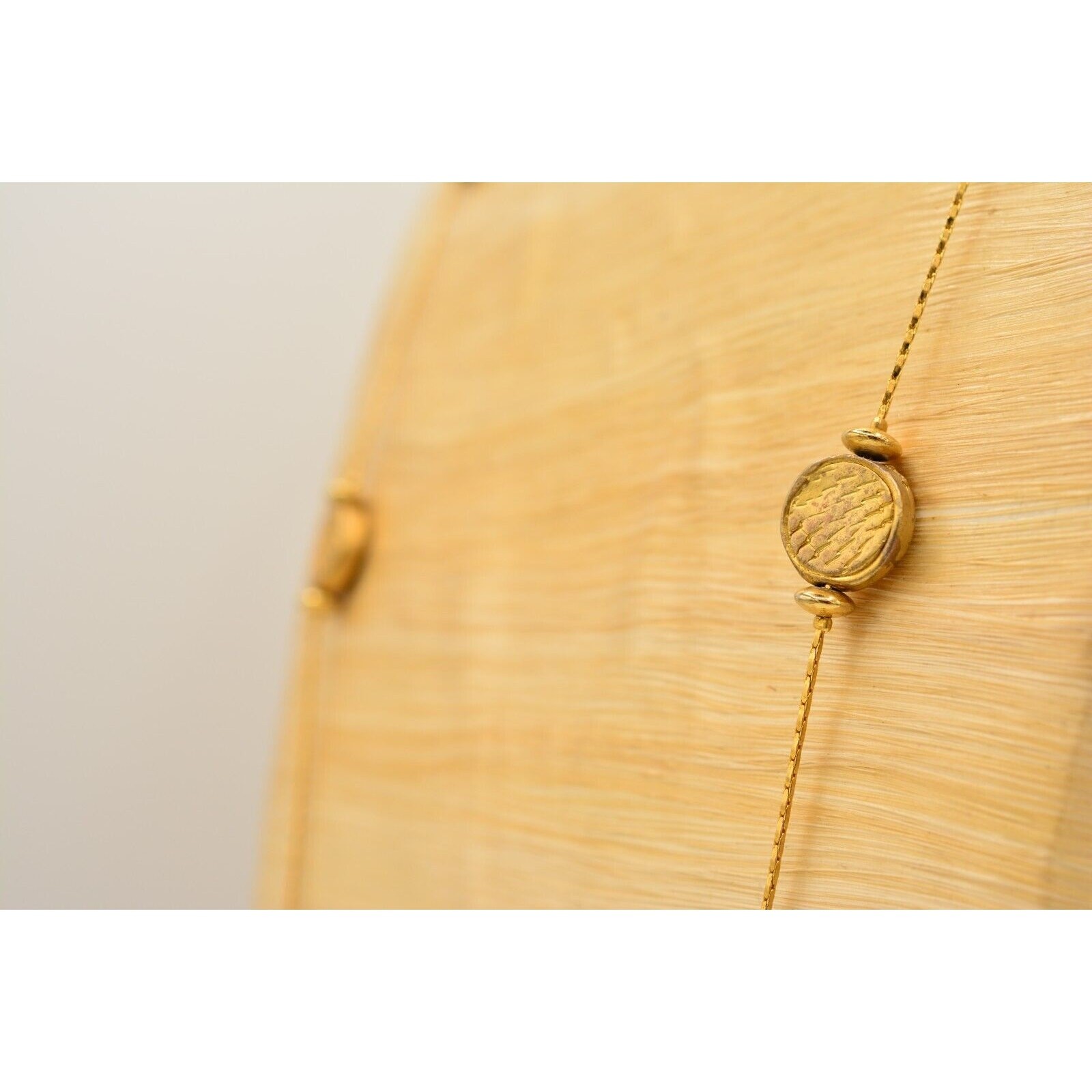 Vintage Station Chain Necklace Antiqued Brushed Gold Coin Linked Heavy 80s Bin3C