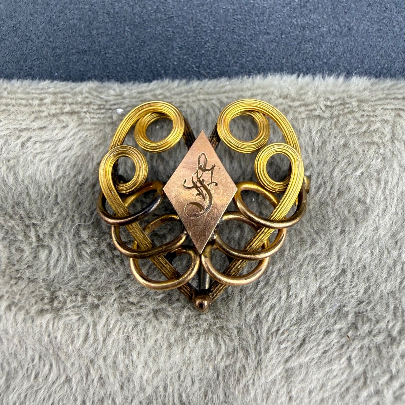 Vintage Art Nouveau Watch Pin Gold Filled Brooch Engraved