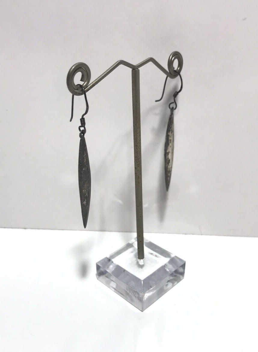 CW Vintage Sterling Silver Long Dangle Earrings 2.7 Grams