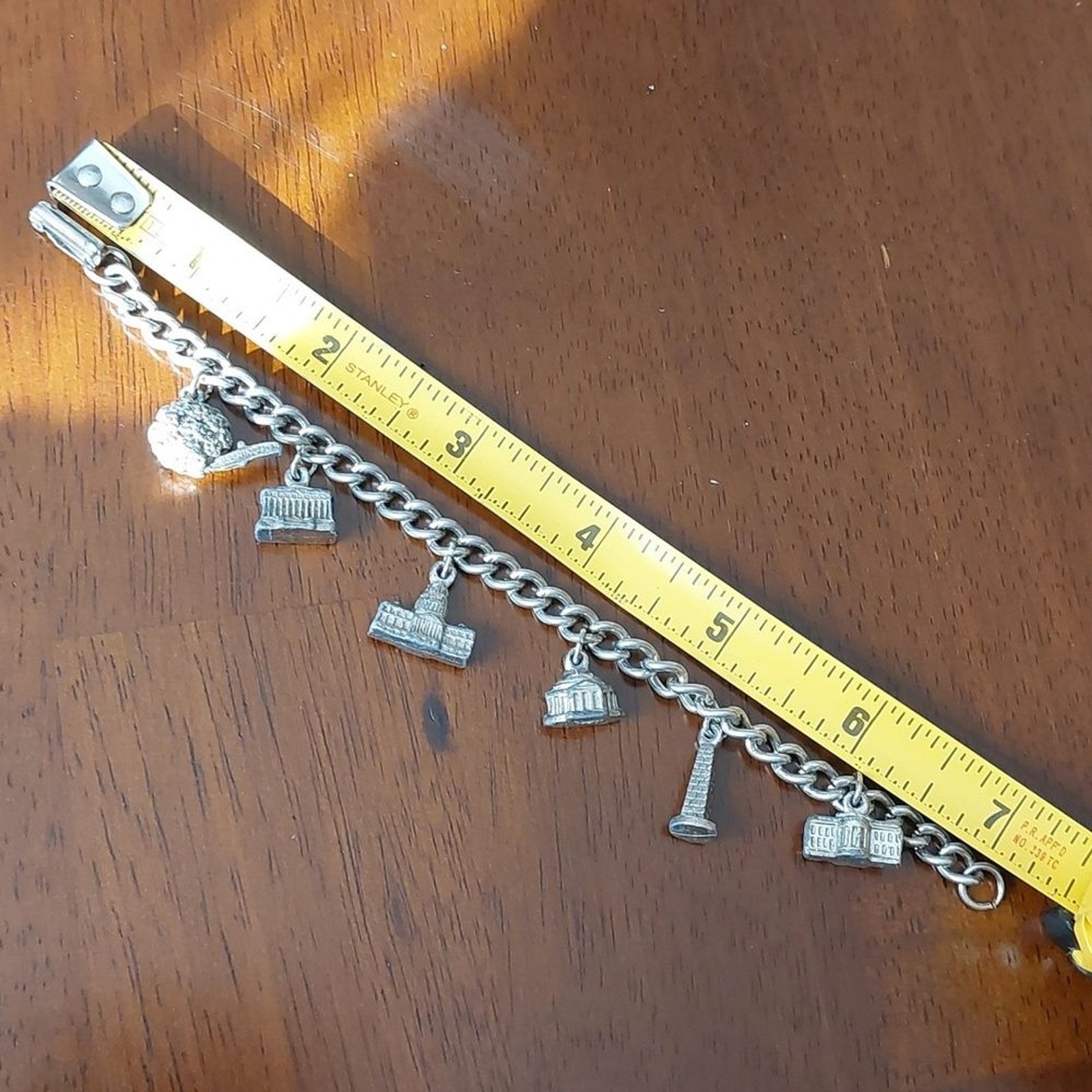 Vtg Washington DC Souvenir Charm Bracelet Famous Notable Buildings Silver Tone