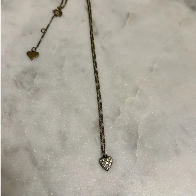 Vintage Glass Works Studio Charm Necklace w/Heart Pendant! Great cond!