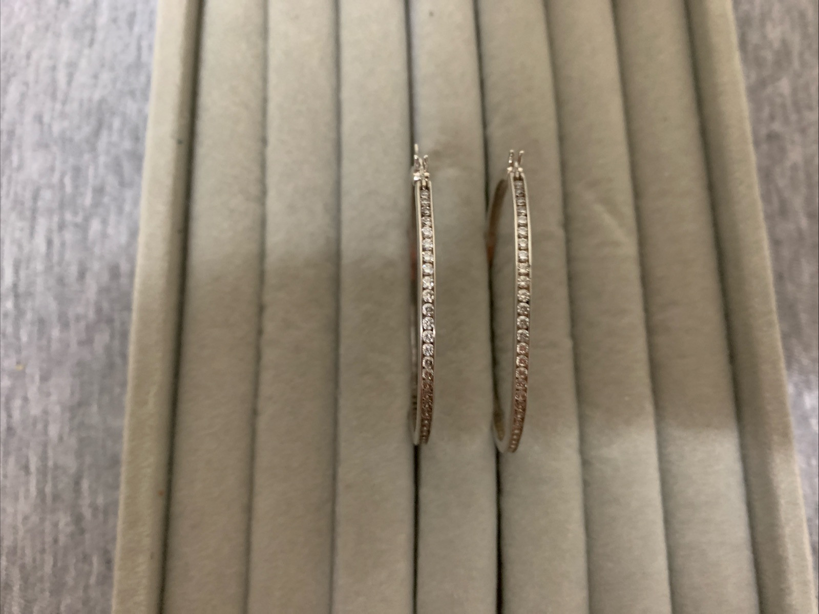 Vintage Sterling & Cubic Zirconia Dangle Drop Hoop Earrings