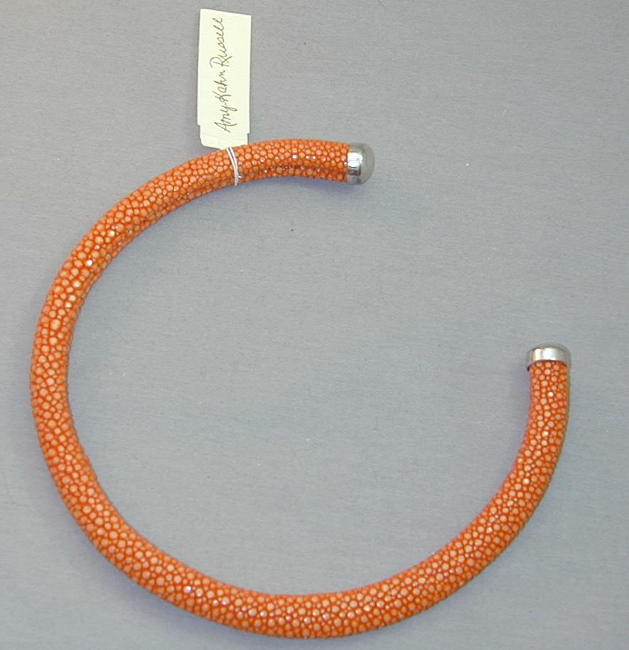 Amy Kahn Russell Genuine Stingray Leather Collar Necklace Orange NWT AKR