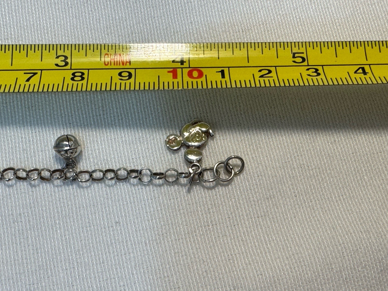 Rare Vintage 1940s 980 Silver MICKY MOUSE Charm Bracelet & Asian Maker Mark