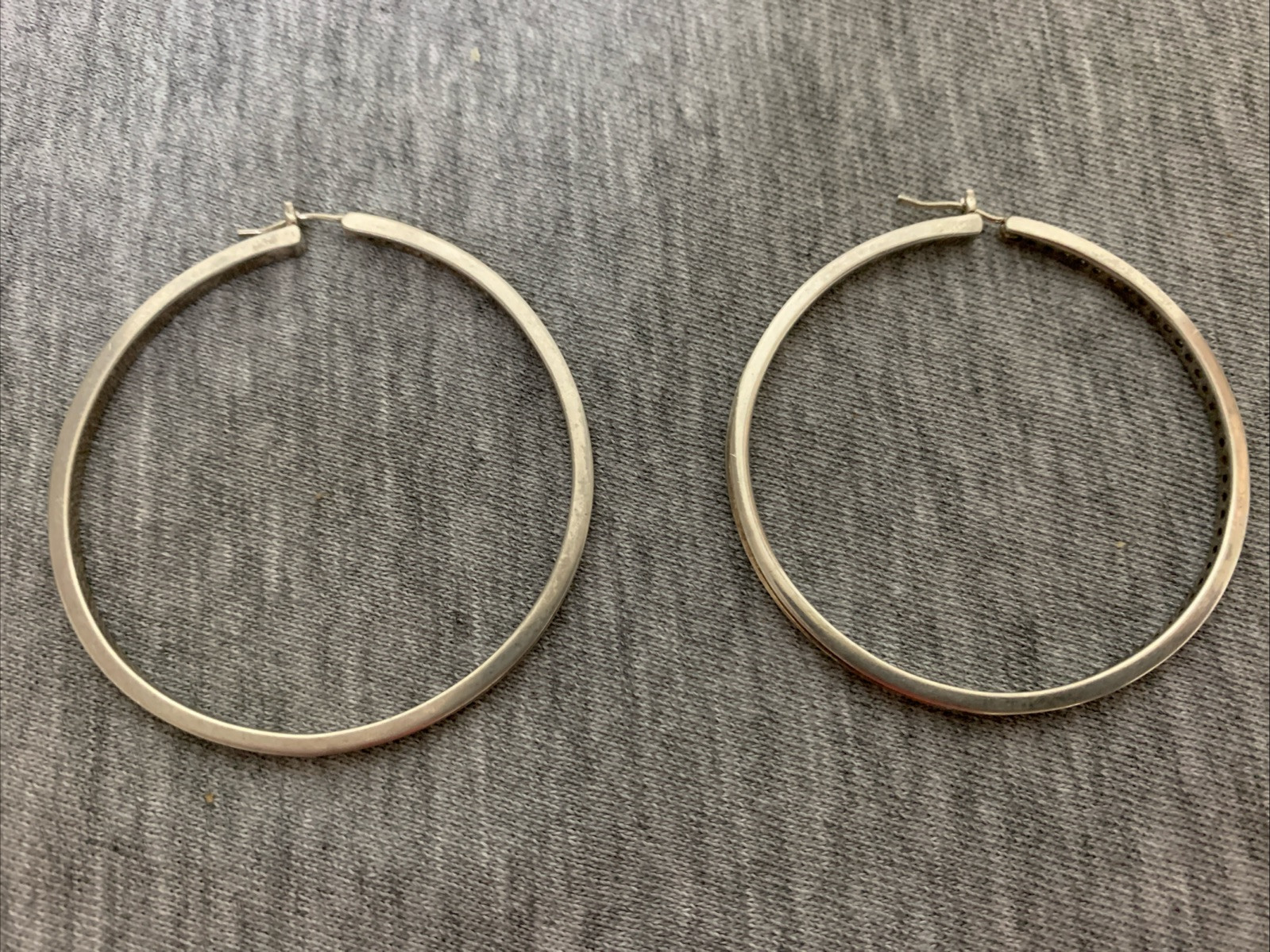 Vintage Sterling & Cubic Zirconia Dangle Drop Hoop Earrings