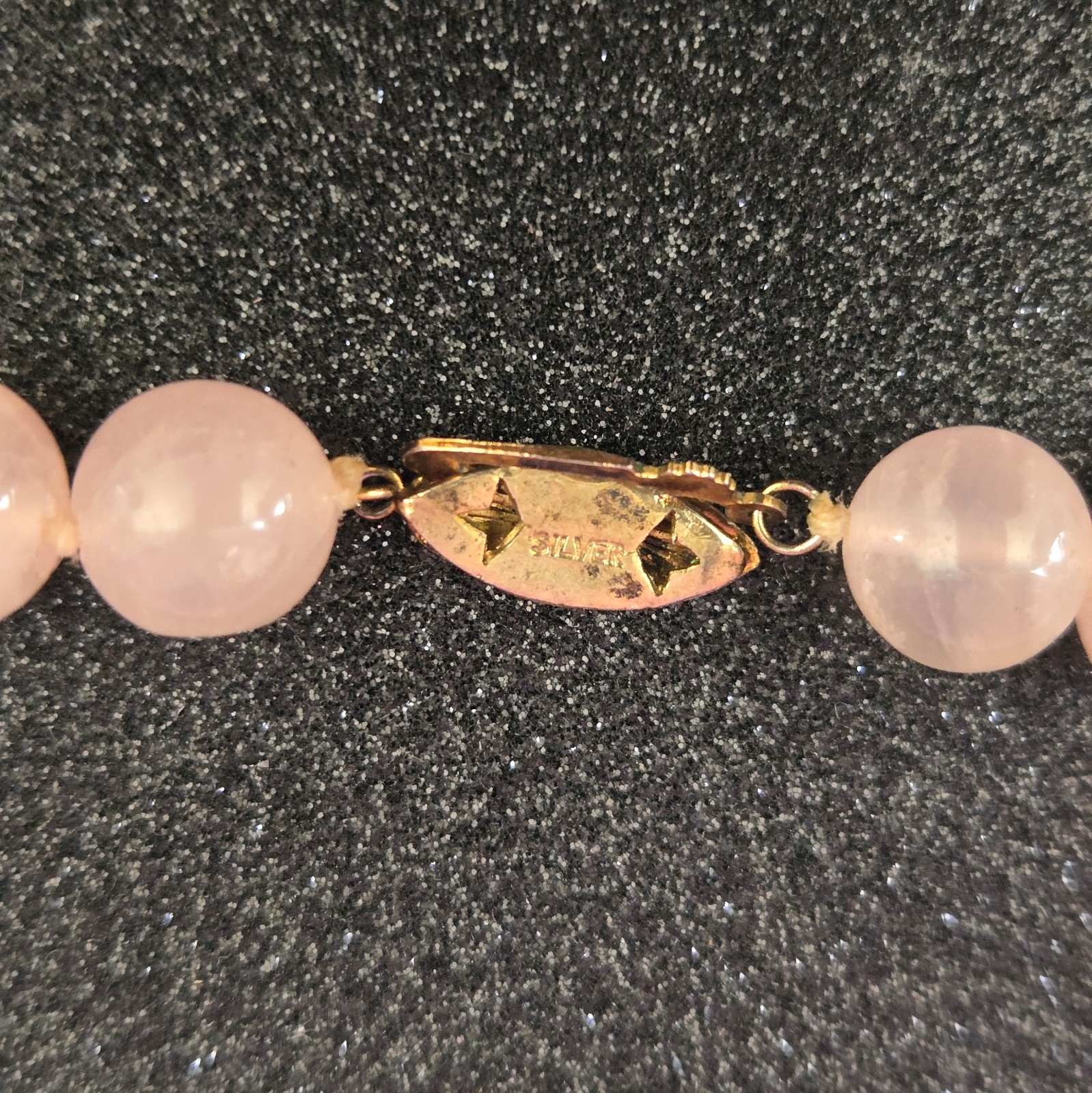 Rose Quartz Beaded Necklace Knotted Single Strand 18inch Long Pink Stone Jewelry