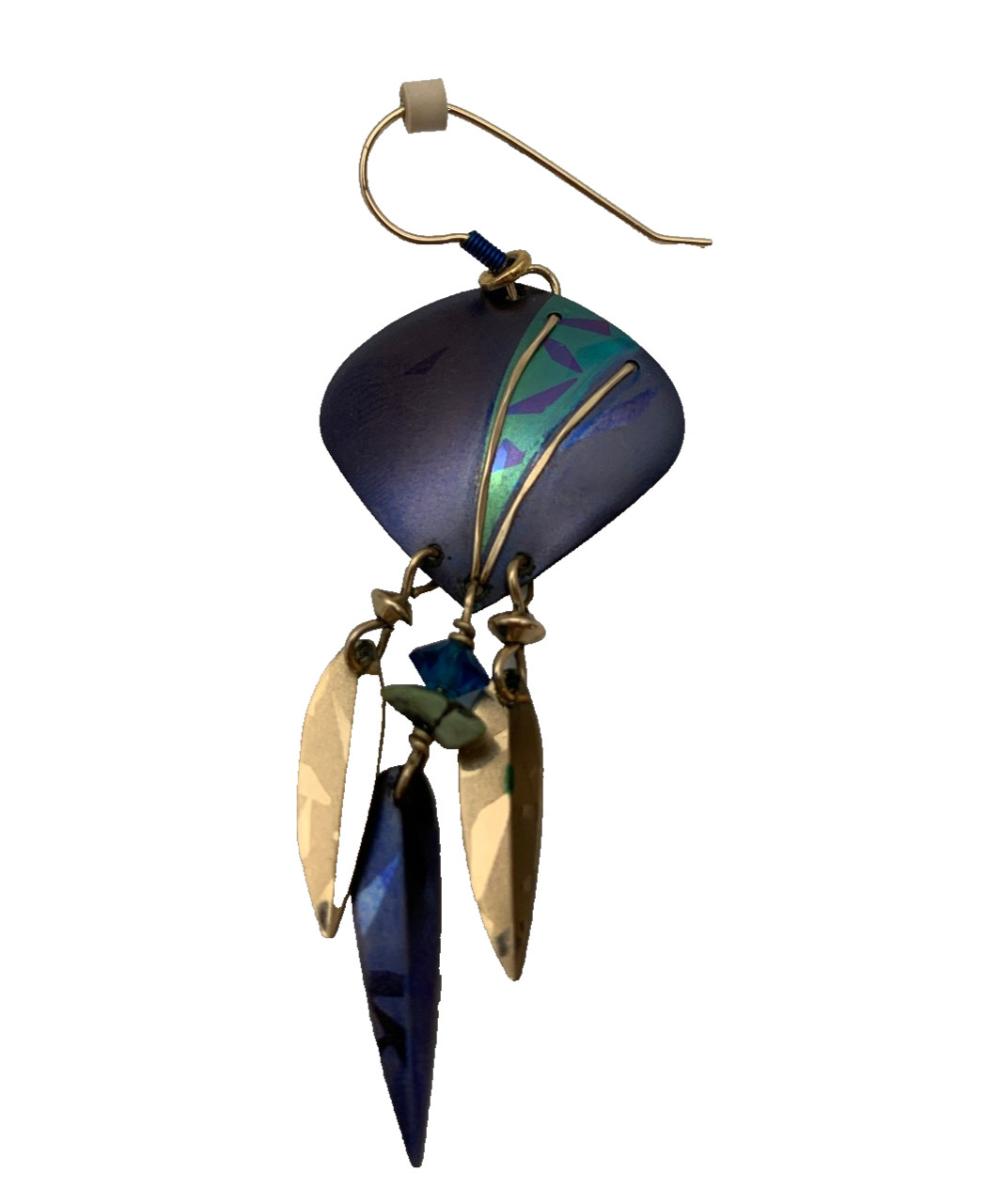 Vintage Holly Yashi Blue Niobium Artist Signed Gold Filled Earrings 80’s/90’s