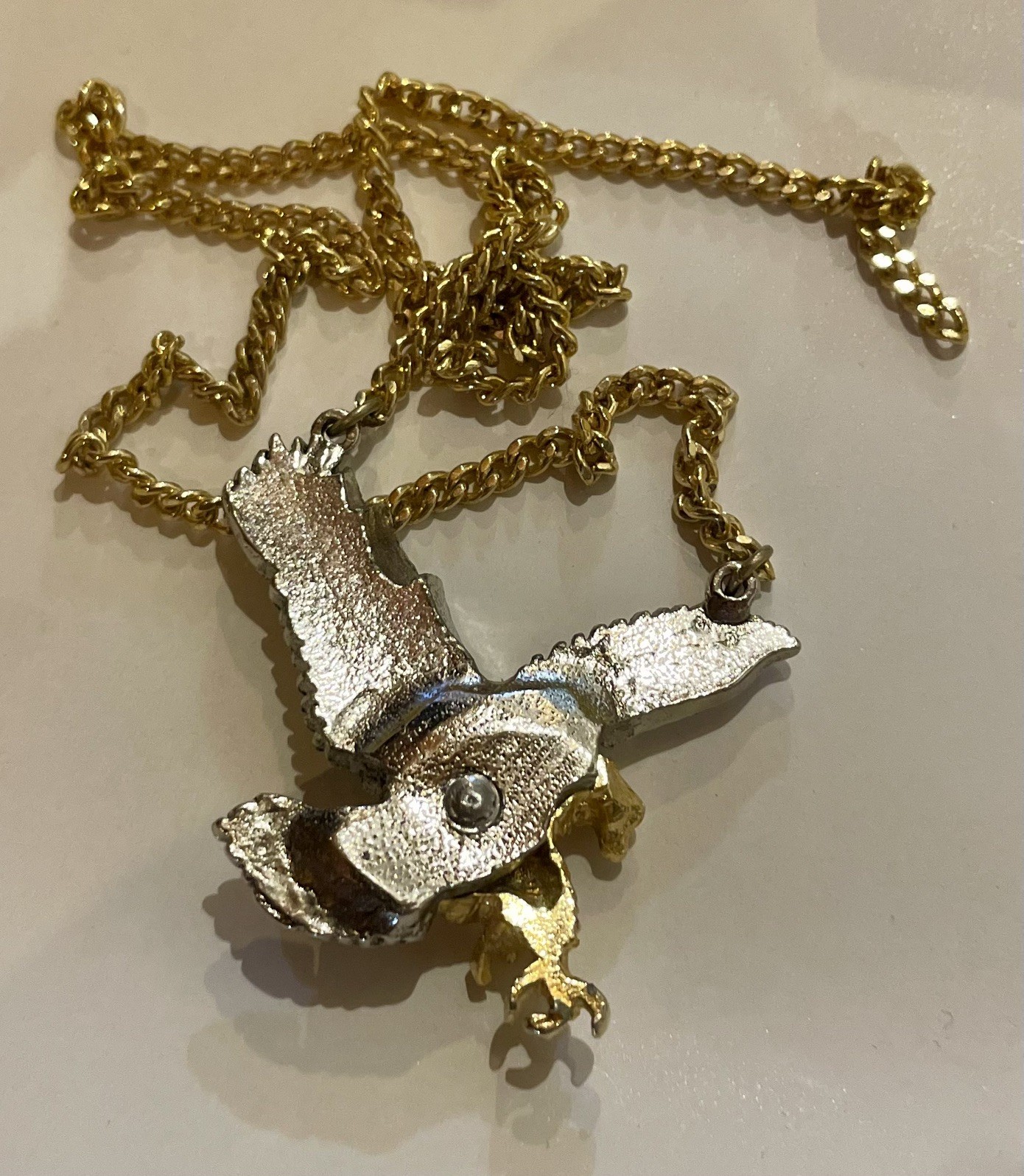 Vintage Gold Tone silver tone Mens Eagle Necklace Pendant with Chain (no clasp)