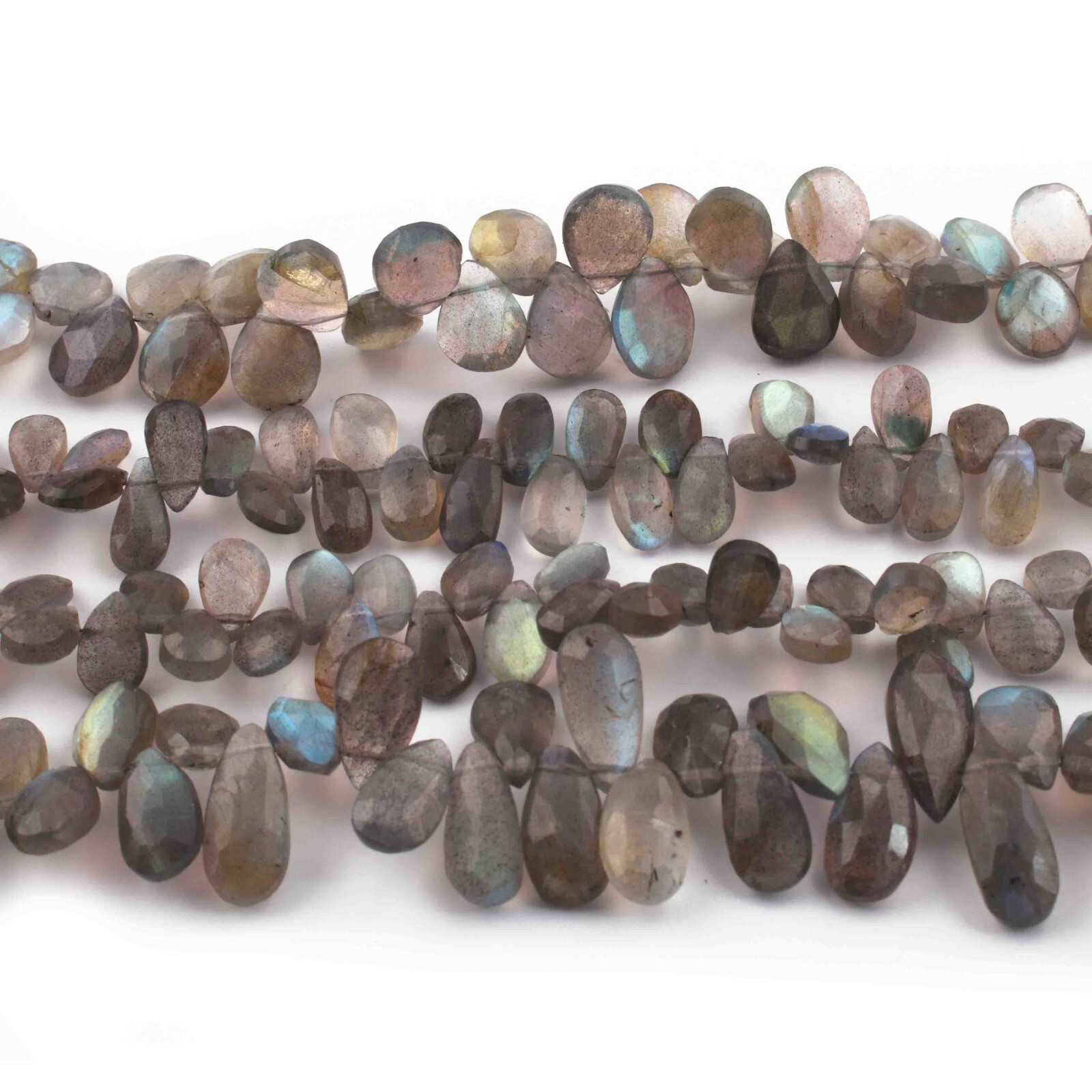 1 Strand Labradorite Faceted Pear Briolettes – Labradorite Pear Briolettes 8mm