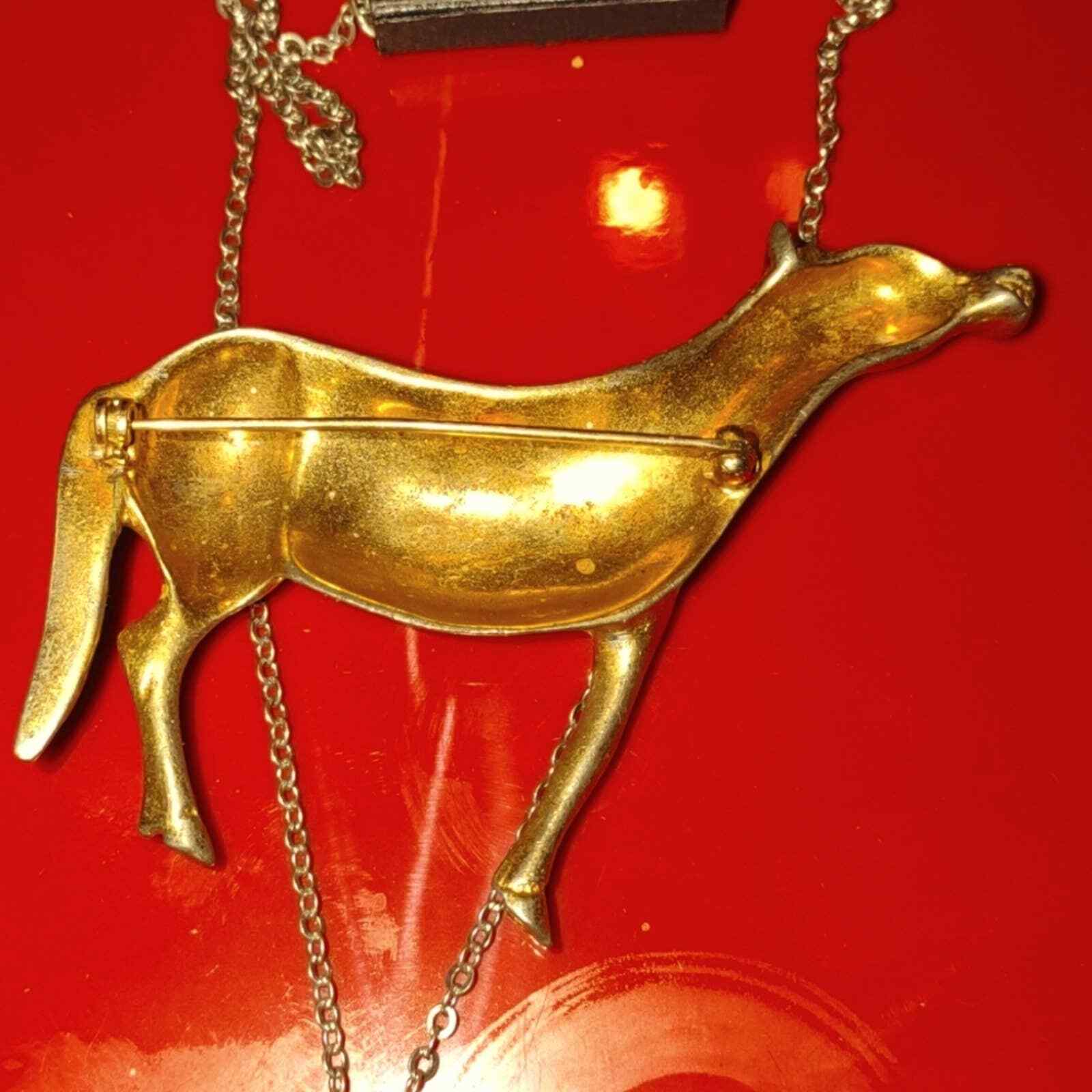 1950s~Brass horse brooch~1980s horseshoe necklace