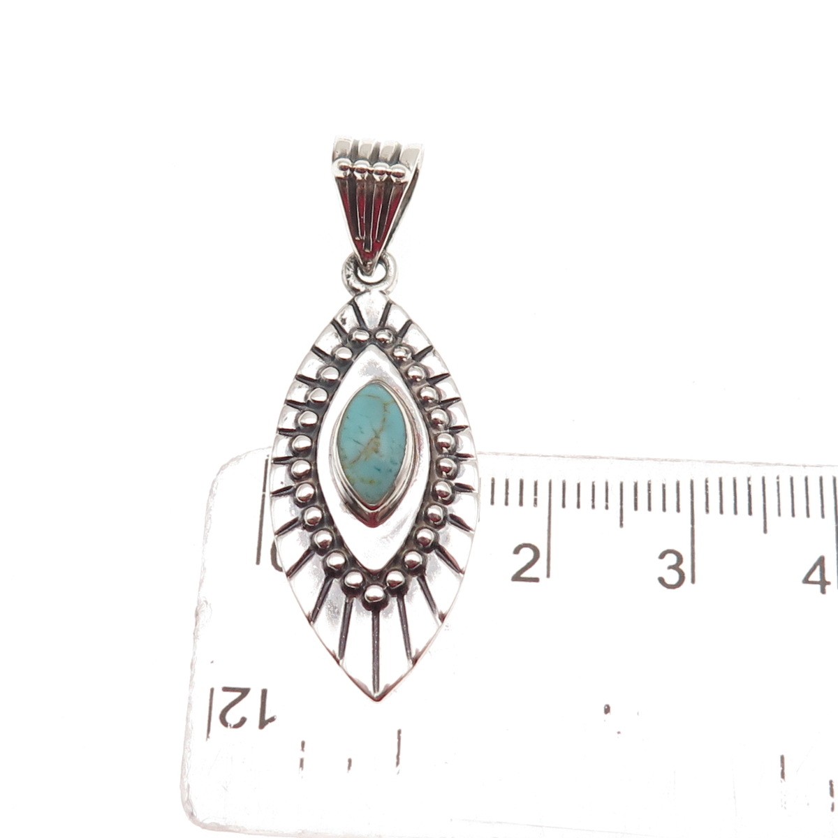 ATI Annika Witt 925 Sterling Silver Vintage Mexico Real Turquoise Charm Pendant