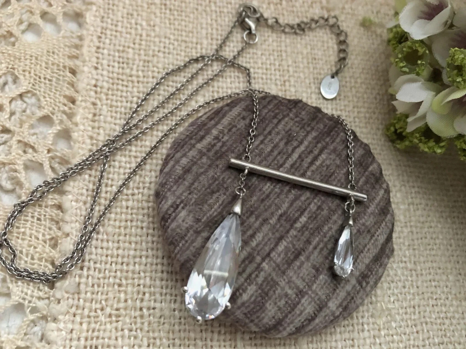 Classic Estate Vintage Necklace Chain Cubic Zirconia Silver 925 Eastern European