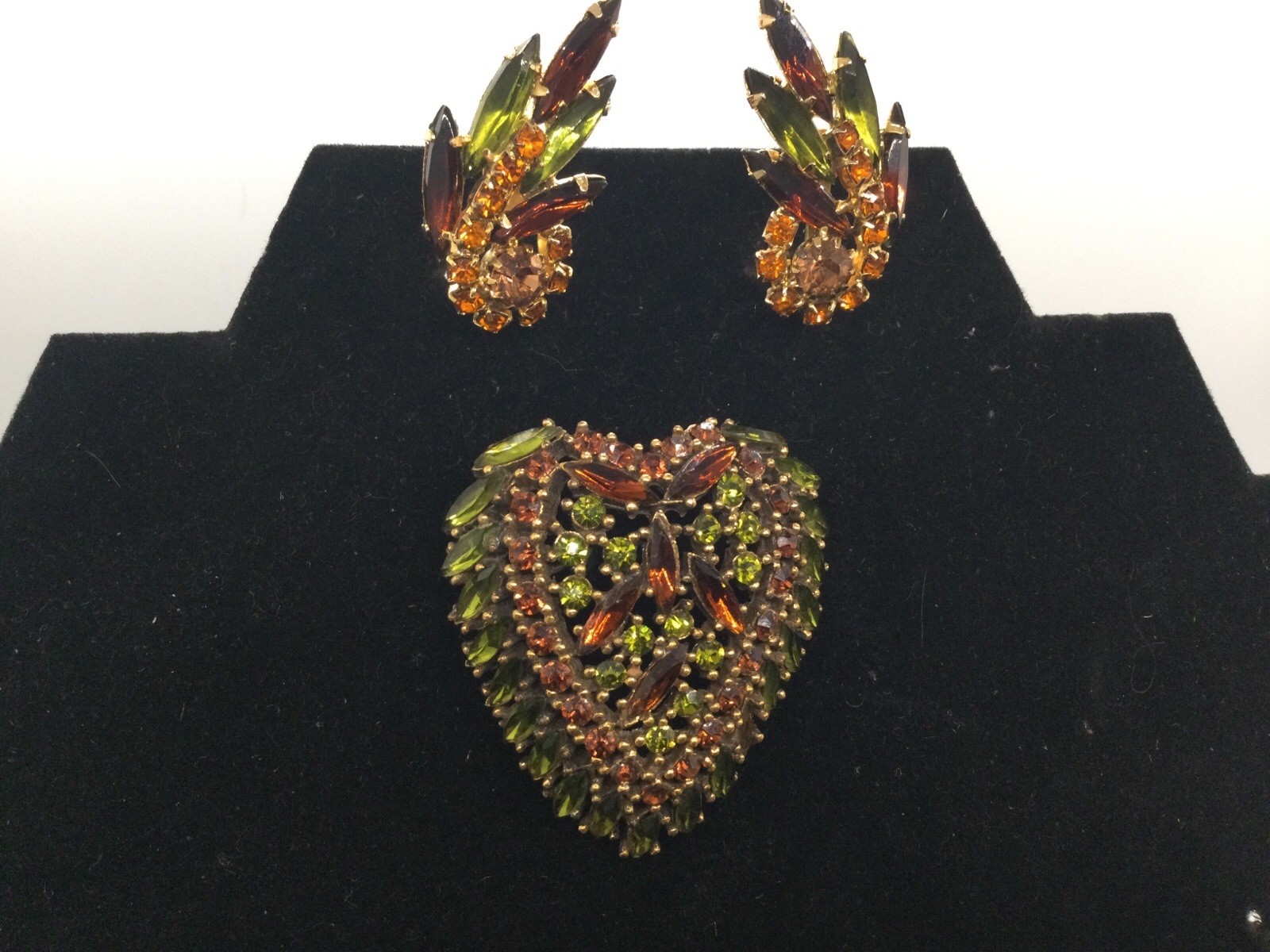 Vintage Costume Brooch And Clip Earrings
