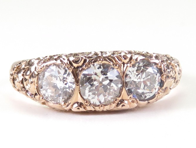 Antique 1920’s European Diamond Engagement Ring 10K Rose Gold 9 UK-R1/2 EGL USA