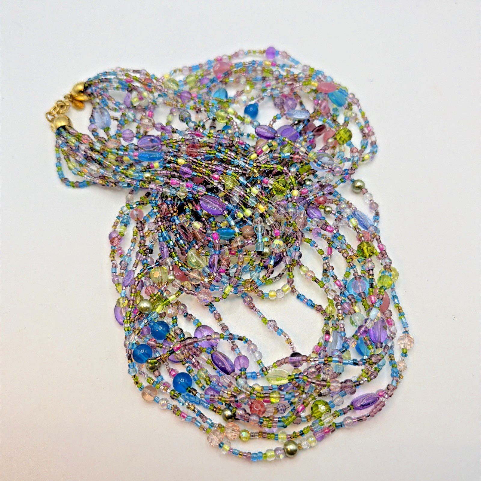 Vintage Joan Rivers Czech Beaded Glass Necklace Torsade Collection Pastel Colors